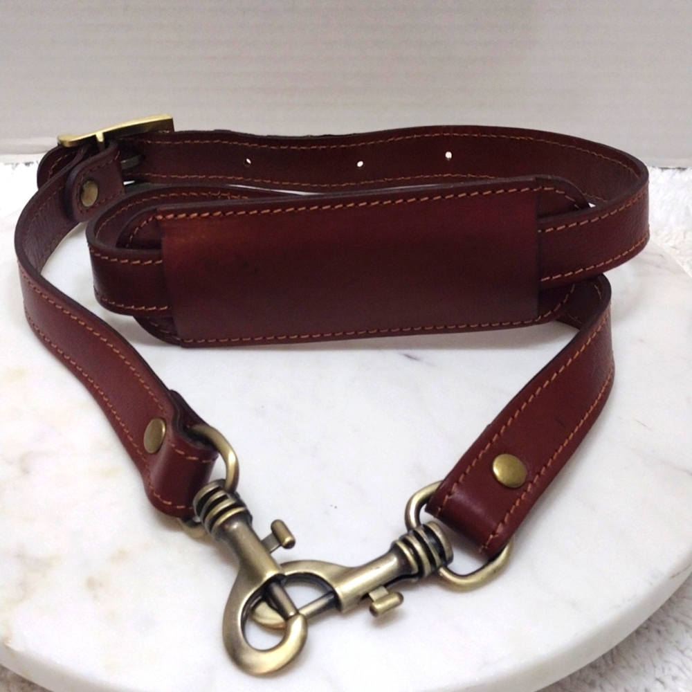 Brown Leather Shoulder Strap Adjustable 40 1/2"-46" L x 1" W #135-44